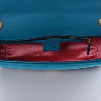 Gucci Velvet Matelasse Small GG Marmont Shoulder Bag Pavone Cyan 5 of 10