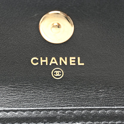 Chanel Calfskin Quilted Maxi Pearls Card Holder Flap With Chain Black 6 of 12