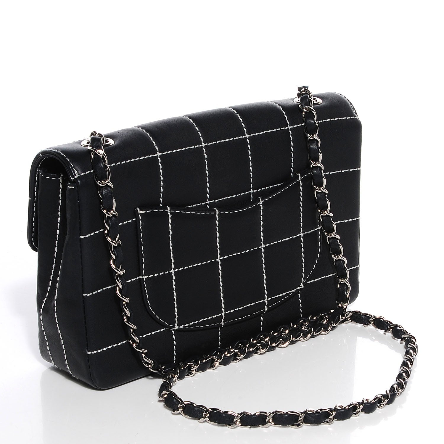 Chanel Lambskin Contrast Stitched Small Single Flap Black 3 of 8