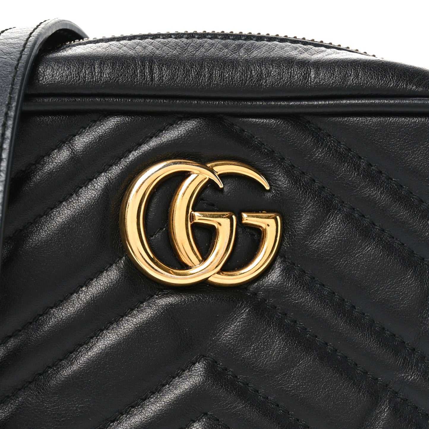 Calfskin Matelasse Mini GG Marmont Chain Shoulder Bag Black