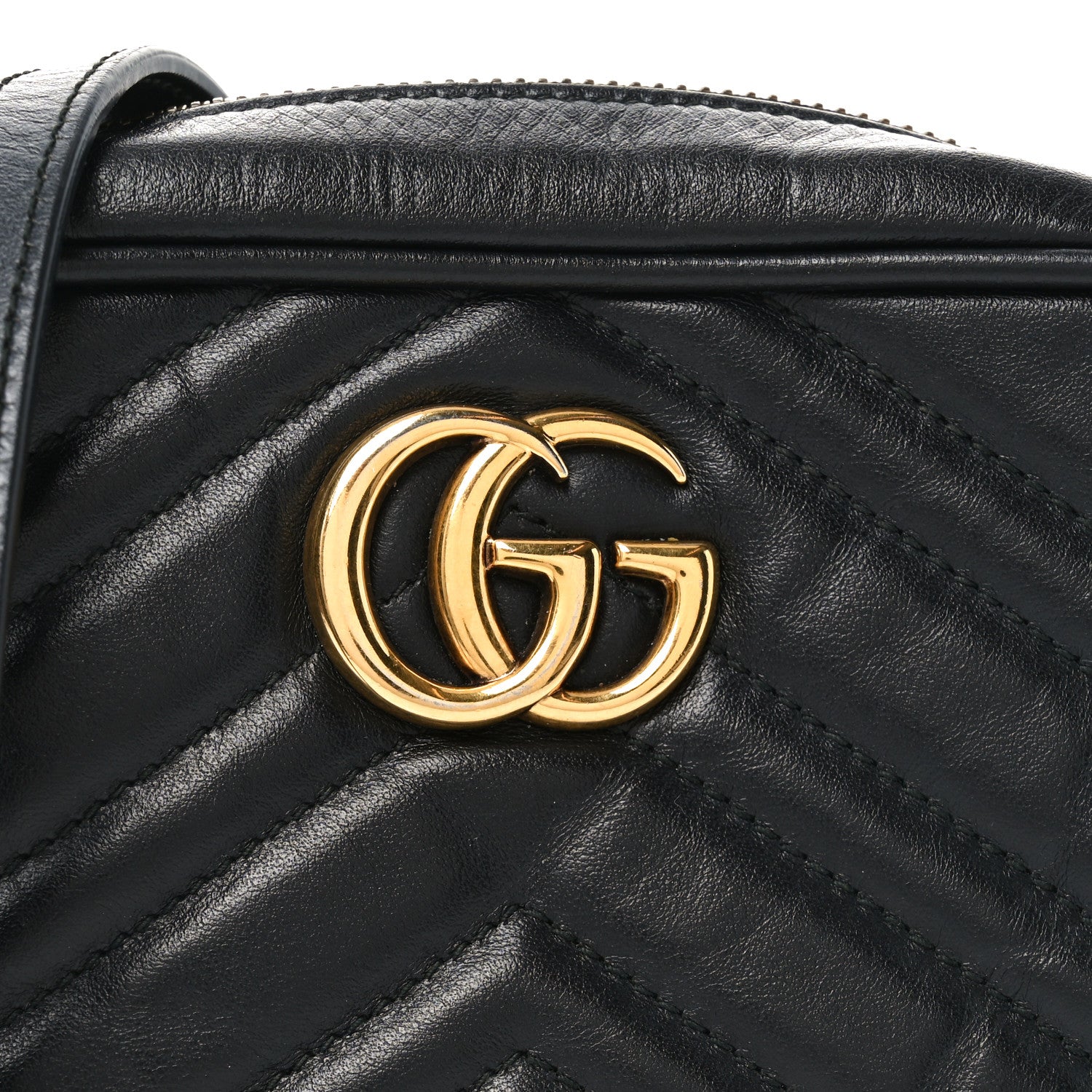 Gucci Calfskin Matelasse Mini GG Marmont Chain Shoulder Bag Black 8 of 10