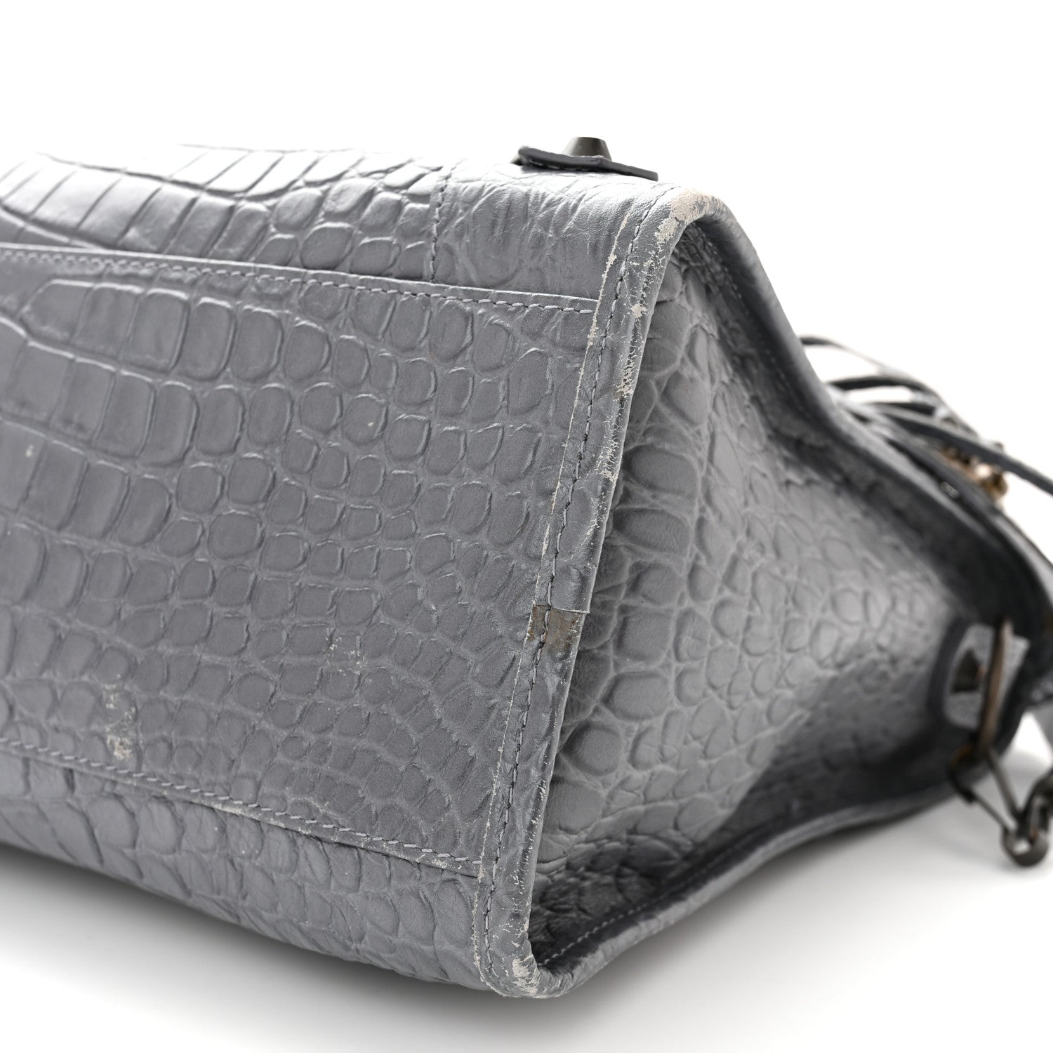 Balenciaga Calfskin Crocodile Embossed Classic Hardware City Gris Beton 10 of 14