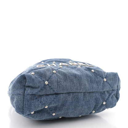 Chanel Washed Denim Quilted Studded Mini Chanel 22 Blue 4 of 11