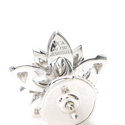 Van Cleef & Arpels 18K White Gold Diamond Mini Lotus Openwork Earrings 4 of 6