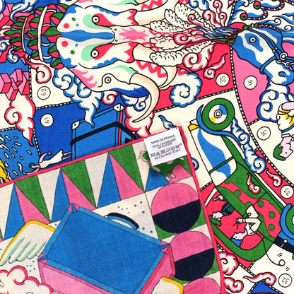 Hermes Cashmere Silk L'Epopee D'Hermes Shawl 140 White Rose Vif Bleu Royal 3 of 5