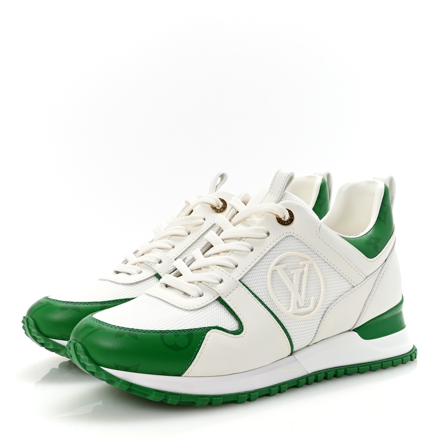 Louis Vuitton Calfskin Monogram Run Away Sneakers 36.5 White Green 4 of 9