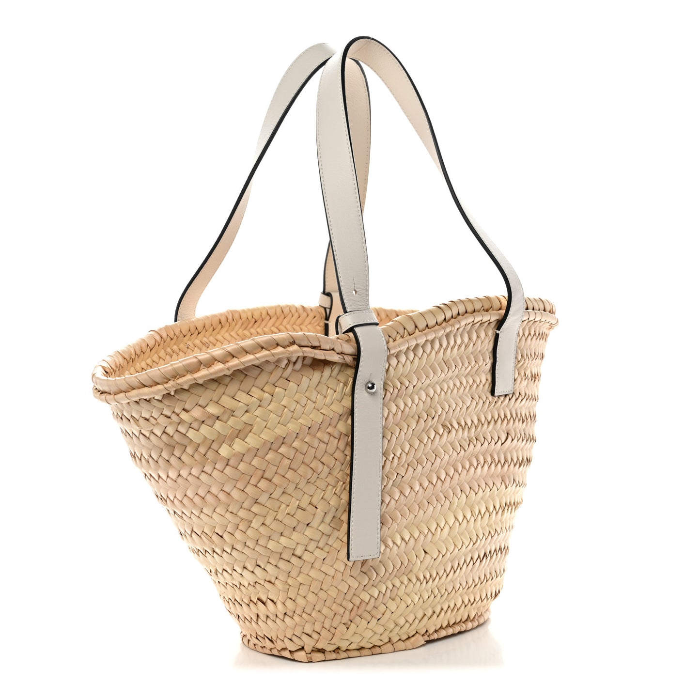 Raffia Small Basket Tote Bag Natural White