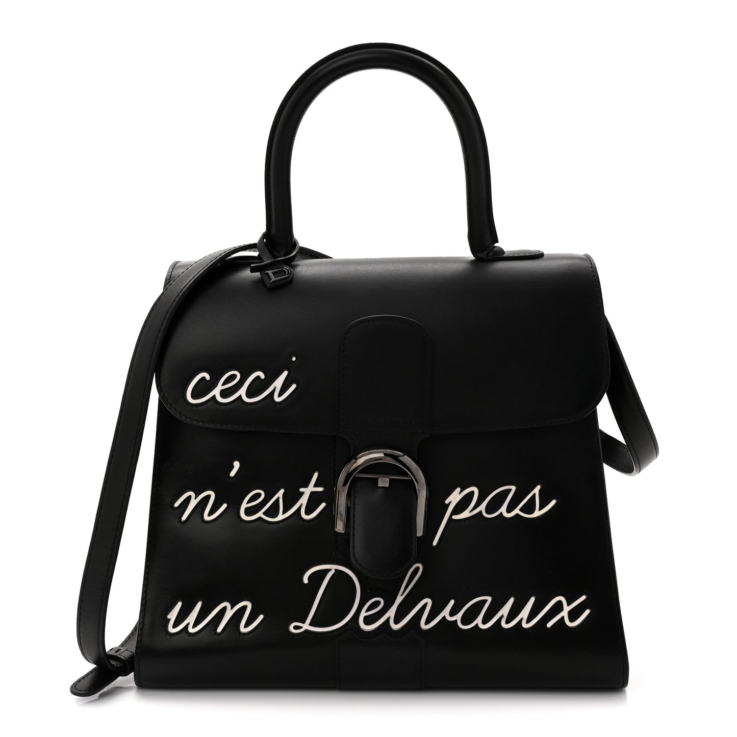 Calfskin MM L'Humour Brillant Satchel Black