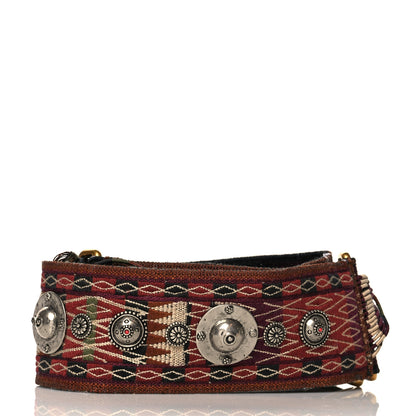 Christian Dior Canvas Embroidered Studded Bohemian Fringe Shoulder Strap Black Multicolor 2 of 6