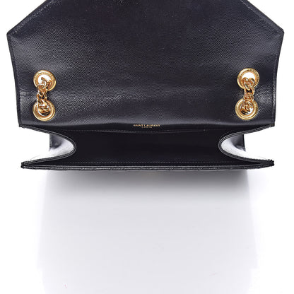 Saint Laurent Grain De Poudre Textured Mixed Matelasse Triquilt Medium Monogram Satchel Black 5 of 16