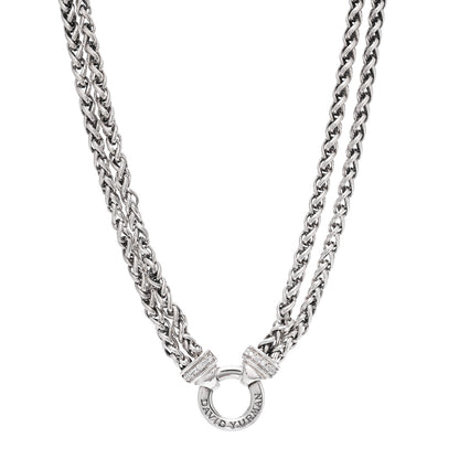 David Yurman Sterling Silver Diamond 18mm Double Wheat Chain Necklace 1 of 4