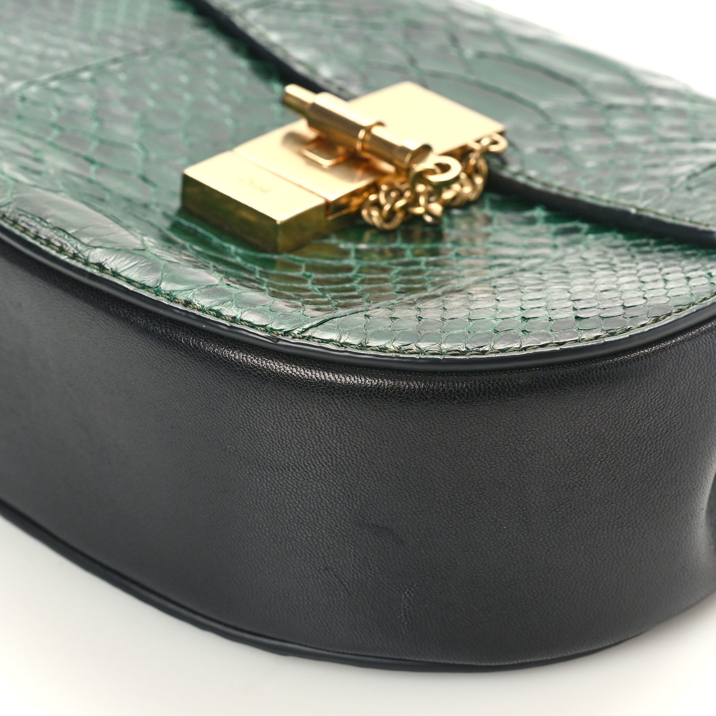 Snakeskin Mini Drew Shoulder Bag Green
