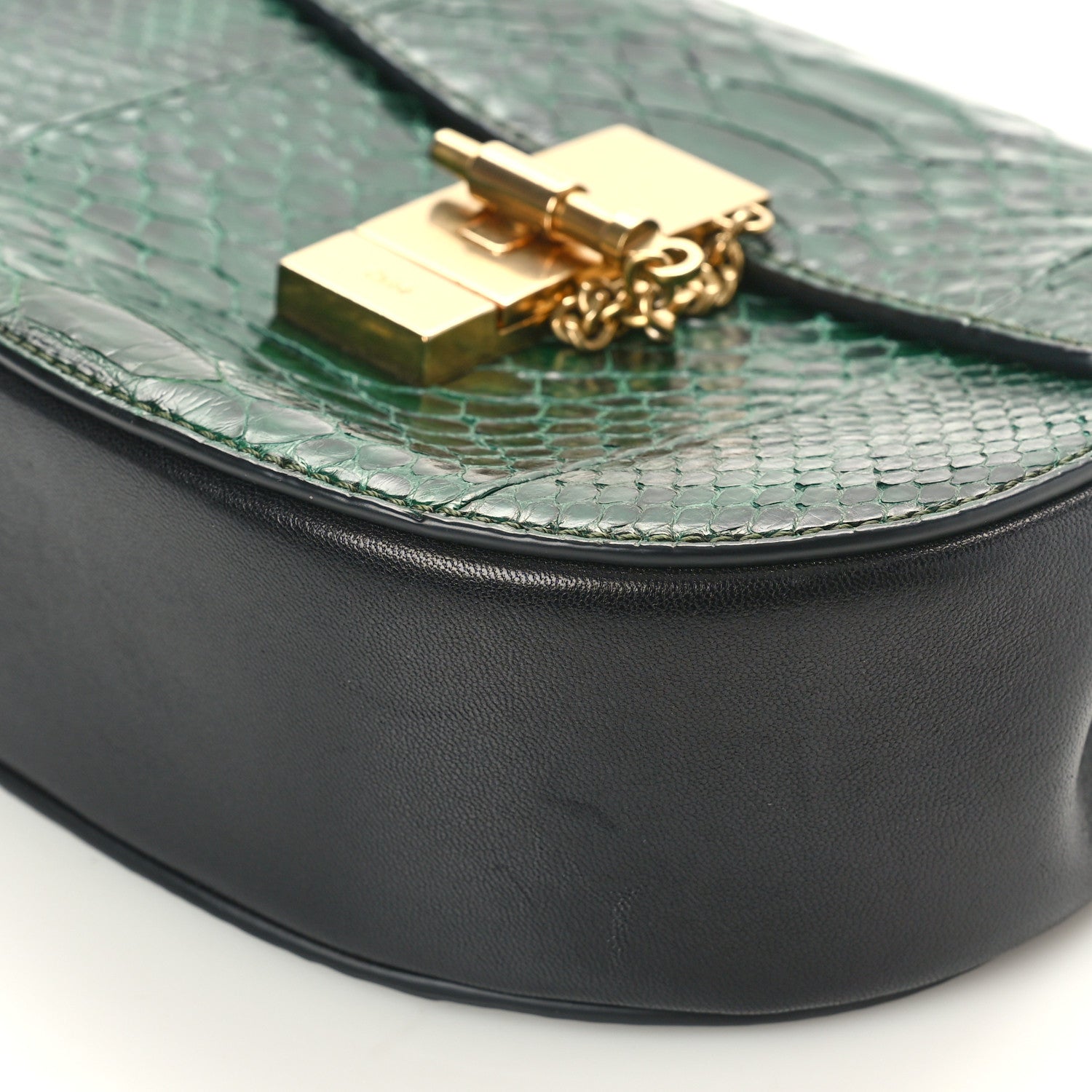 Chloe Snakeskin Mini Drew Shoulder Bag Green 9 of 9