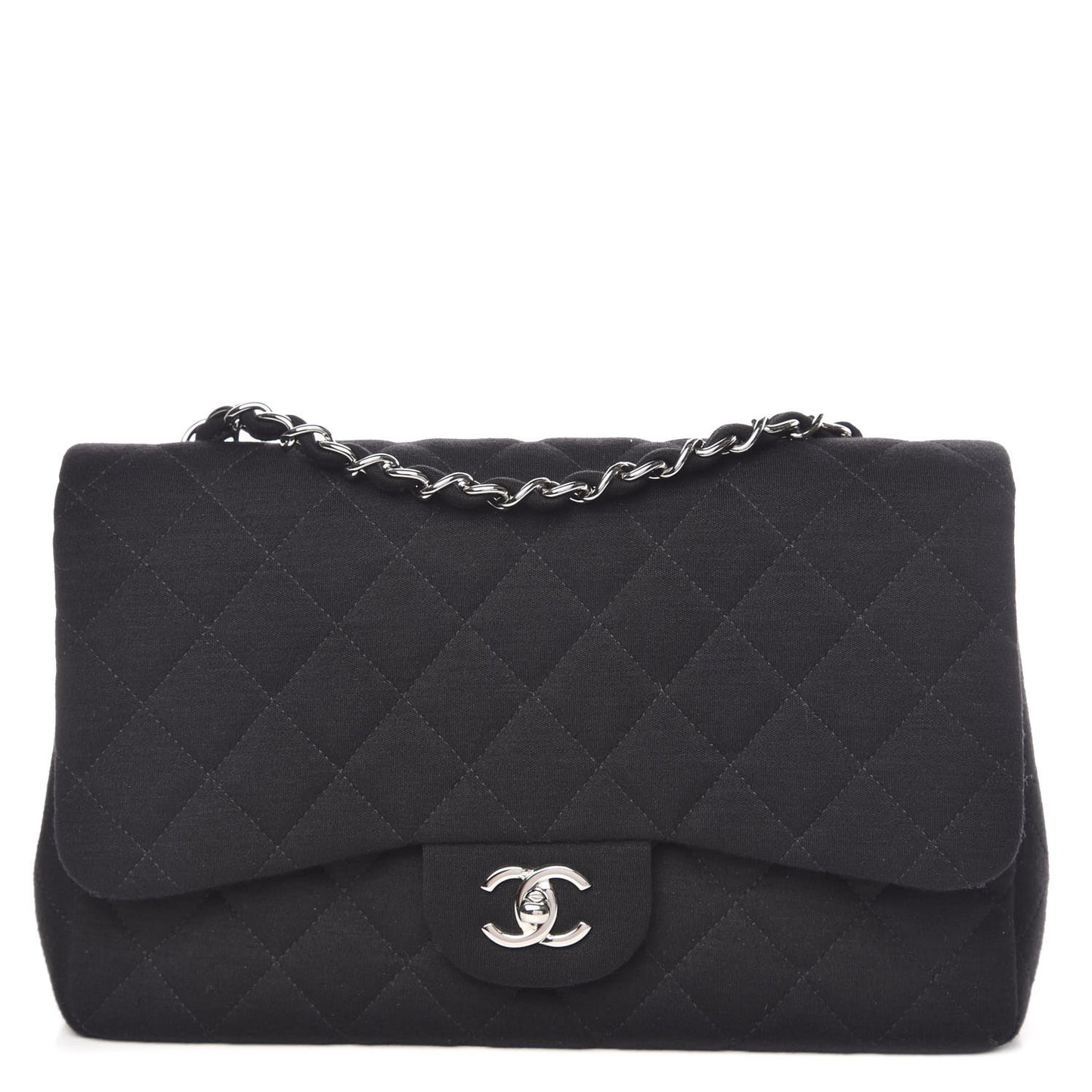 Jersey Quilted Jumbo Single Flap Black