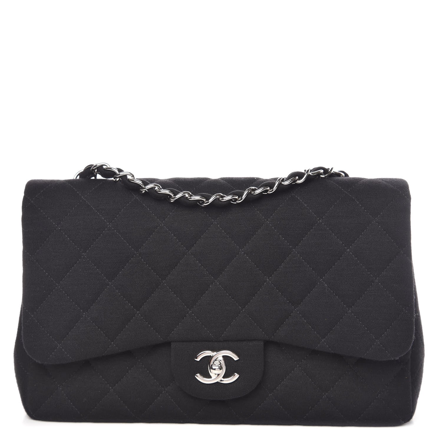 Chanel Jersey Quilted Jumbo Single Flap Black 1 of 10