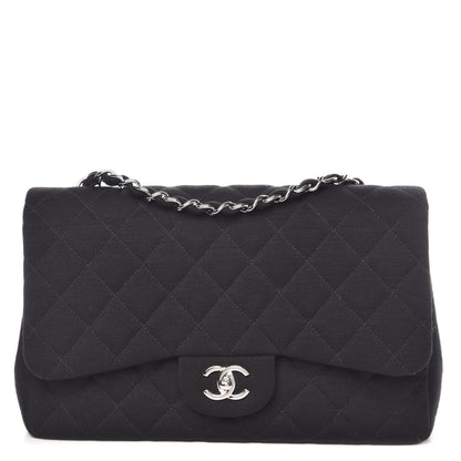 Chanel Jersey Quilted Jumbo Single Flap Black 1 of 10