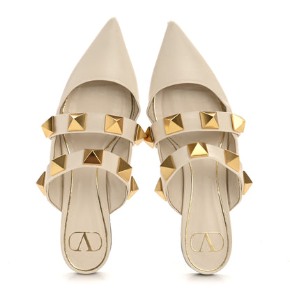 Valentino Garavani Calfskin Roman Stud Flat Mules 36.5 Light Ivory 2 of 12