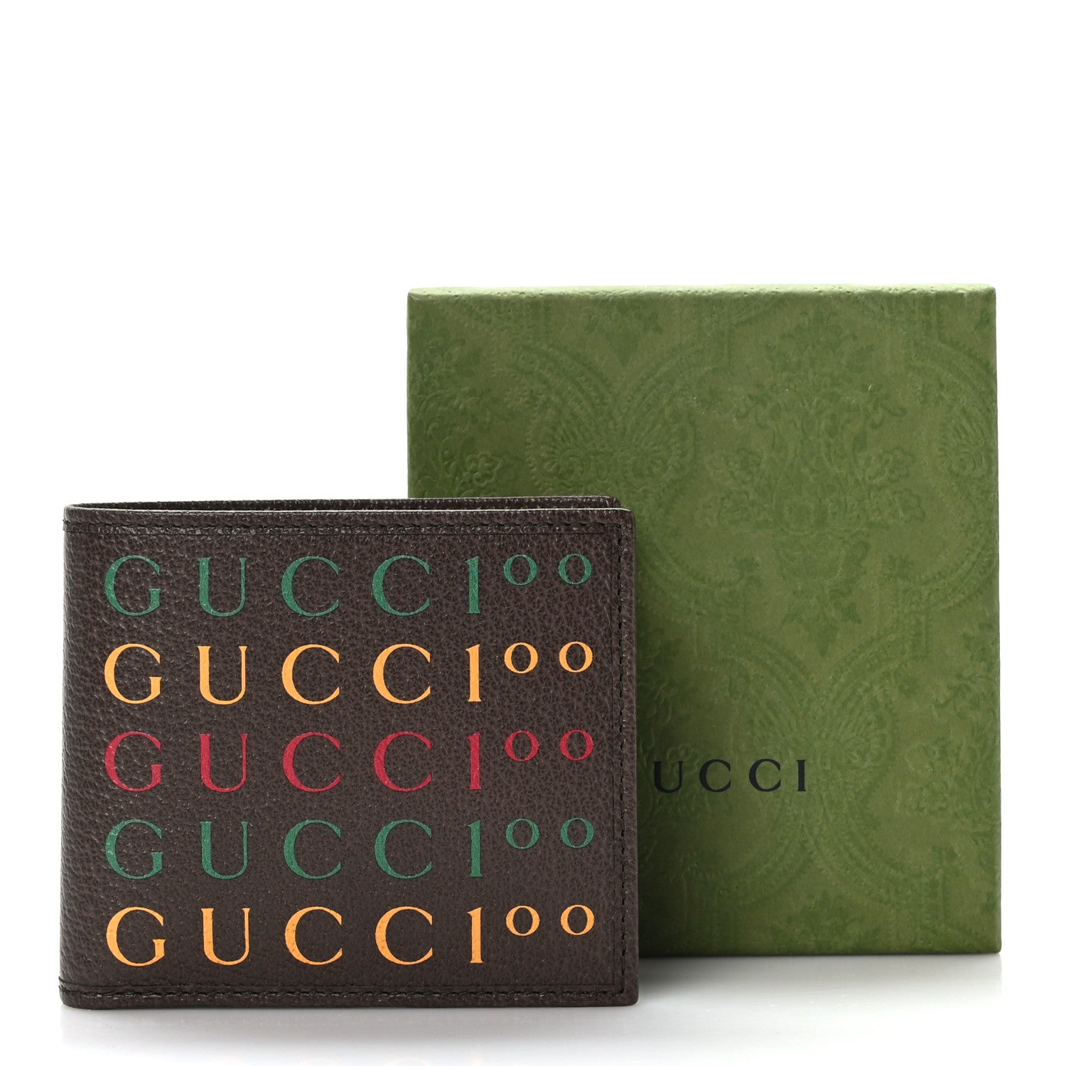 Gucci Textured Dollar Calfskin Gucci 100 Centennial Music Wallet New Acero New Shamarock Crop Hibiscus Red 7 of 7