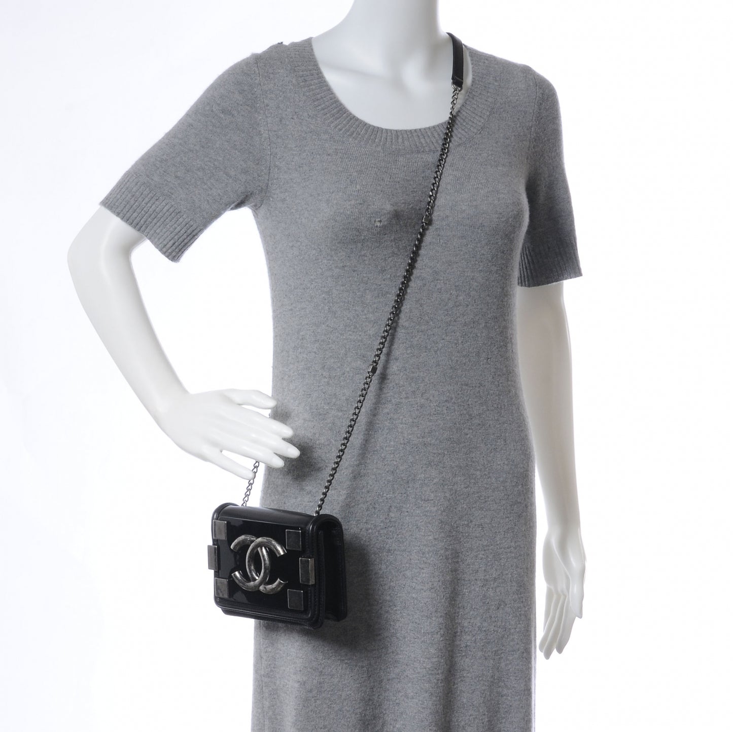 Lambskin and Plexiglass Boy Brick Flap Black