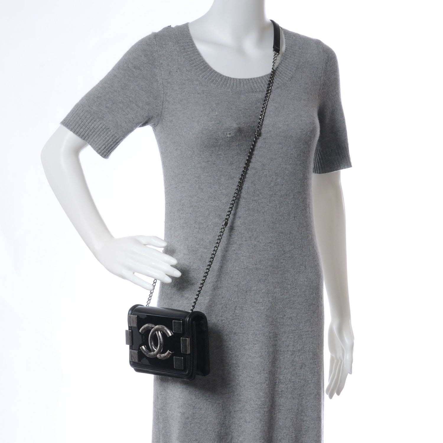 Chanel Lambskin and Plexiglass Boy Brick Flap Black 2 of 6