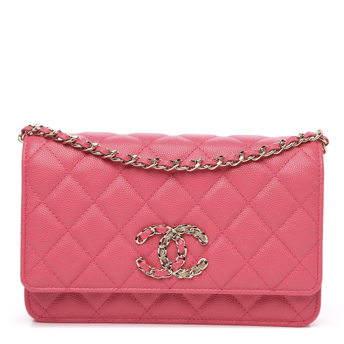 Caviar Quilted French New Wave Chain CC Wallet On Chain WOC Pink