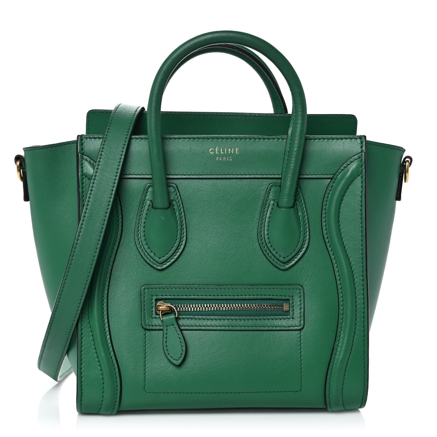 Celine Smooth Calfskin Nano Luggage Grass 1 of 9