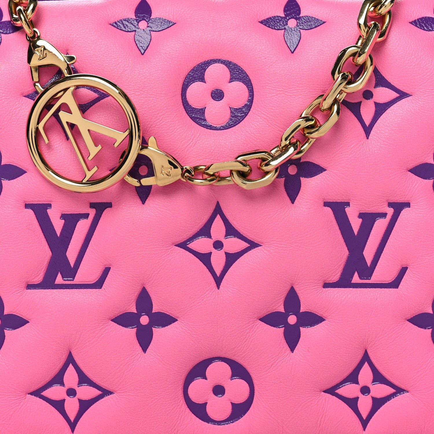 Louis Vuitton Lambskin Embossed Monogram Vuittamins Pochette Coussin Rose Violet 8 of 12