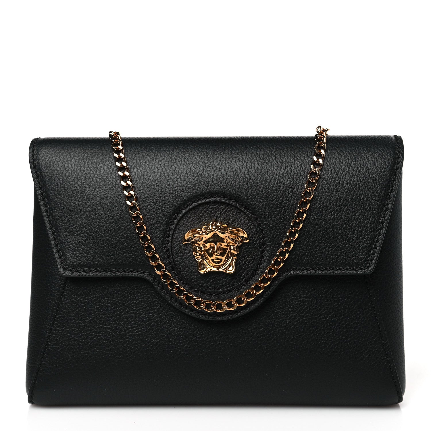 Versace Grained Calfskin La Medusa Chain Crossbody Bag Black 1 of 8