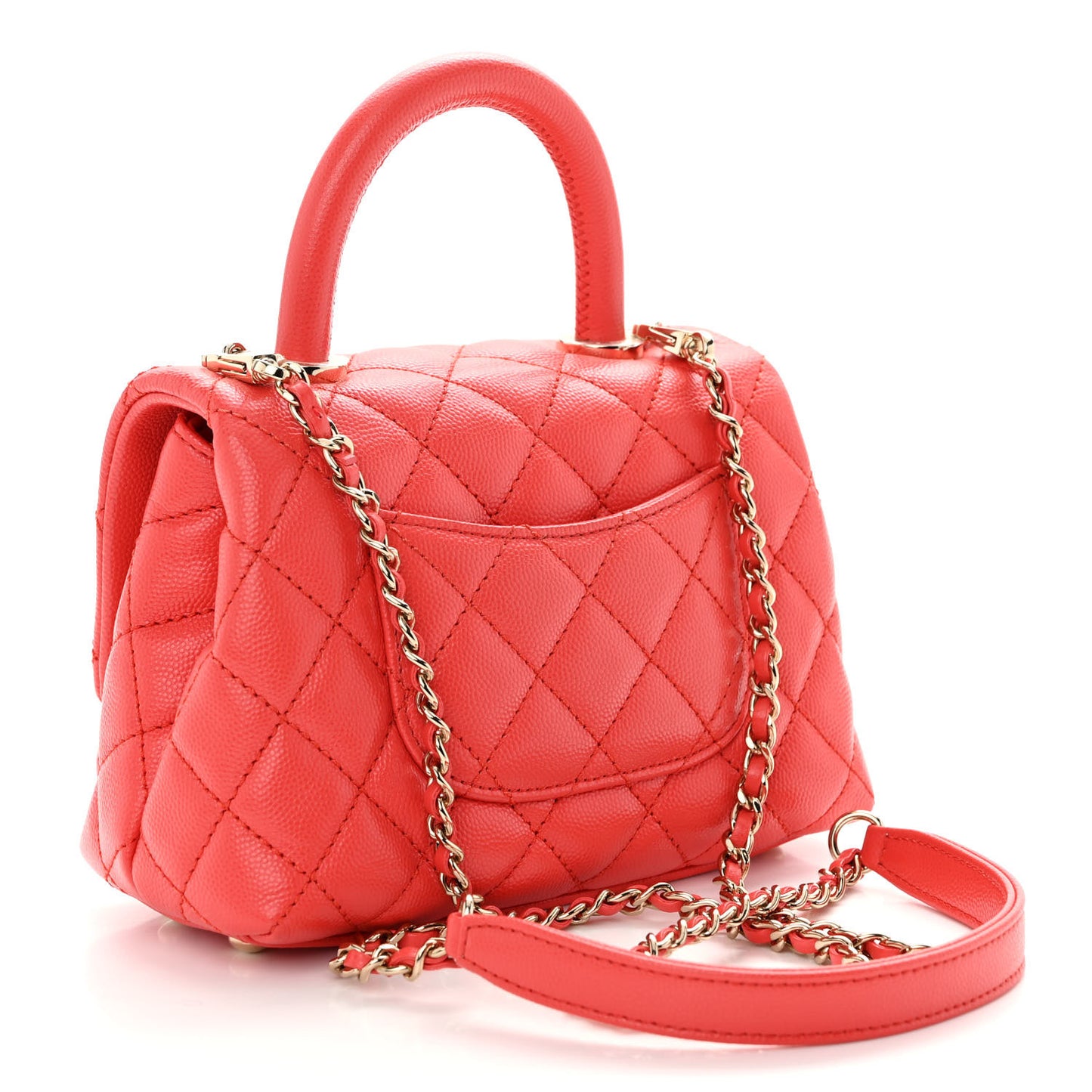 Caviar Quilted Lizard Embossed Extra Mini Coco Handle Flap Red