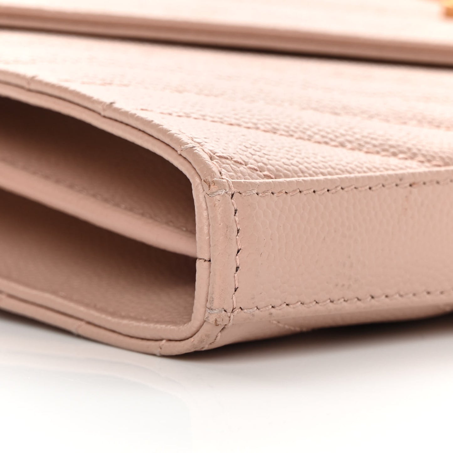 Grain De Poudre Matelasse Chevron Monogram Chain Wallet Nude Powder