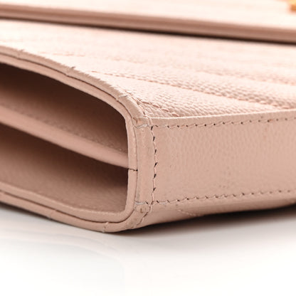 Saint Laurent Grain De Poudre Matelasse Chevron Monogram Chain Wallet Nude Powder 9 of 13