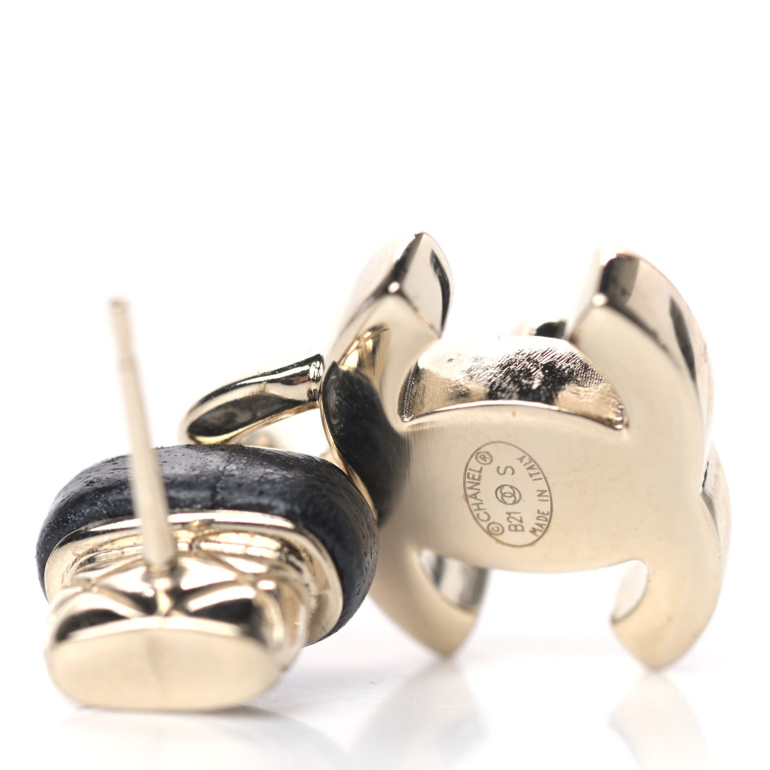 Chanel Lambskin CC Turnlock Drop Earrings Gold Black 4 of 4