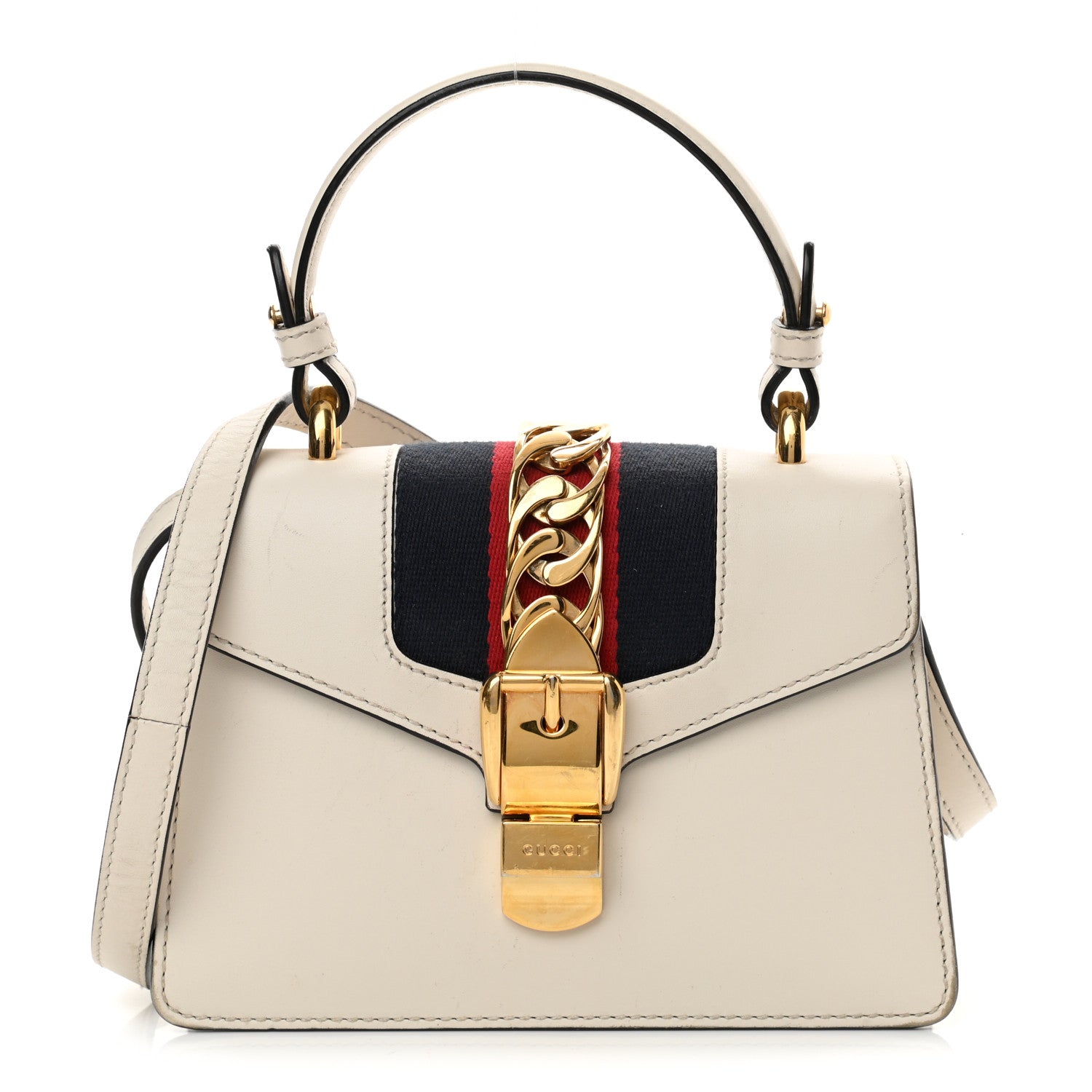 Gucci Calfskin Mini Sylvie Top Handle Bag White 1 of 21