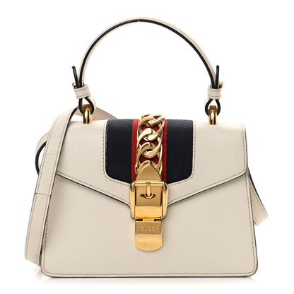 Gucci Calfskin Mini Sylvie Top Handle Bag White 1 of 21