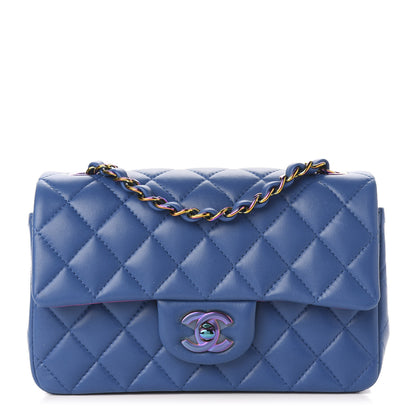 Chanel Lambskin Quilted Mini Rectangular Flap Blue Purple 1 of 12