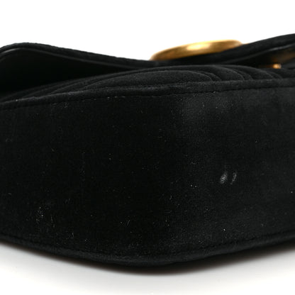 Gucci Velvet Matelasse Mini GG Marmont Shoulder Bag Black 8 of 9
