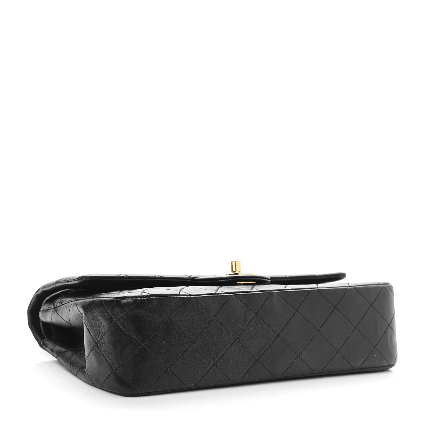 Lambskin Quilted Medium Double Flap Black