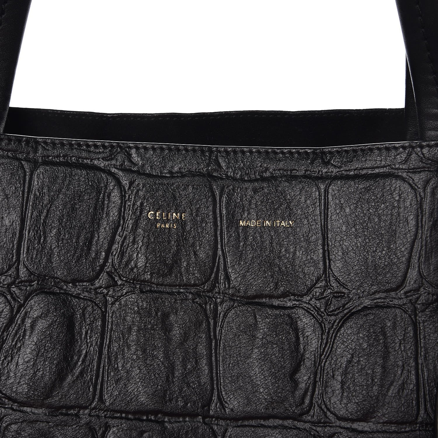 Celine Crocodile Embossed Calfskin Medium Belt Cabas Phantom Black 7 of 7