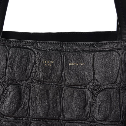 Celine Crocodile Embossed Calfskin Medium Belt Cabas Phantom Black 7 of 7