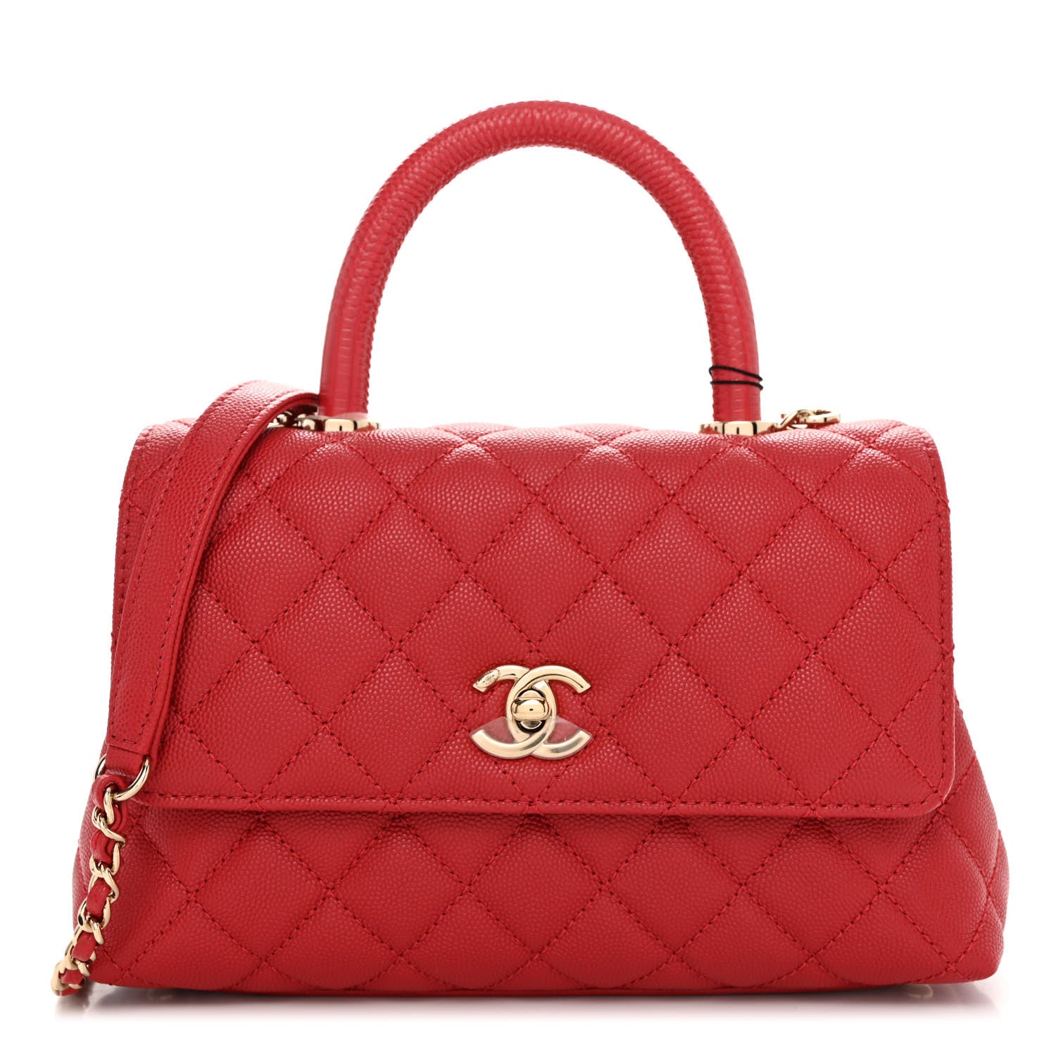 Chanel Caviar Quilted Mini Coco Handle Flap Red 1 of 10