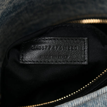 Saint Laurent Denim Quilted Small Loulou Puffer Monogram Chain Satchel Blue Cinnamon 7 of 8