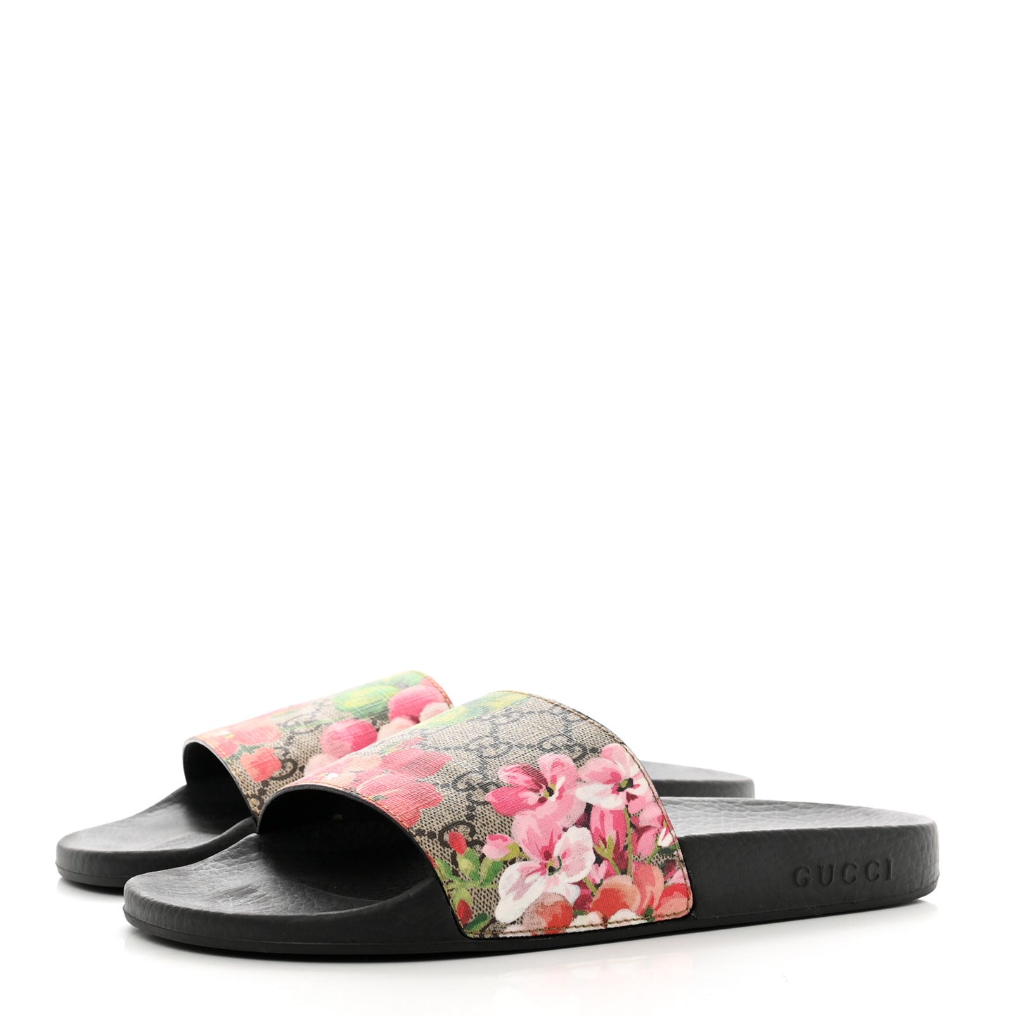 GG Supreme Monogram Blooms Slide Sandals 39 Beige Multicolor