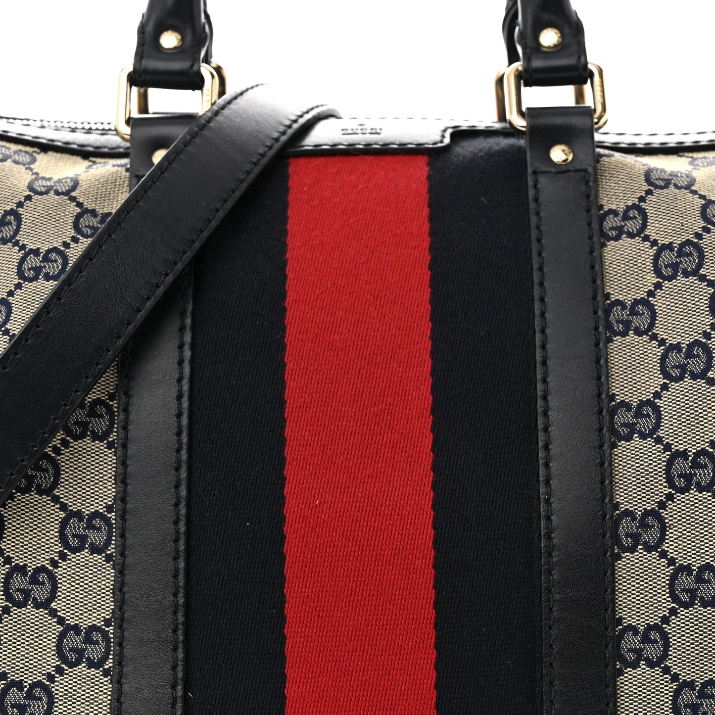 Monogram Selleria Calfskin Vintage Web Medium Boston Beige Blue