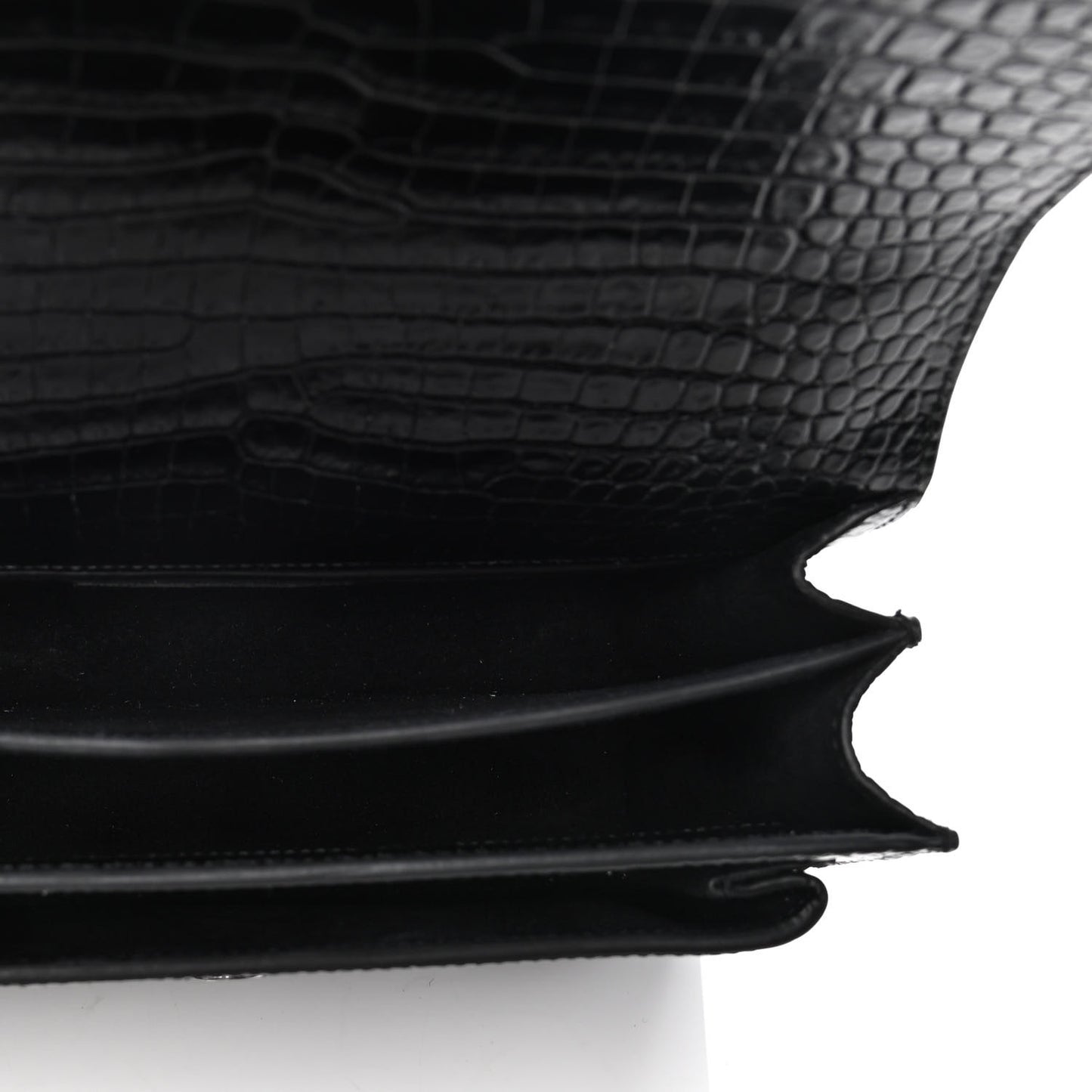 Calfskin Crocodile Embossed Medium Monochrome Monogram Sunset Black
