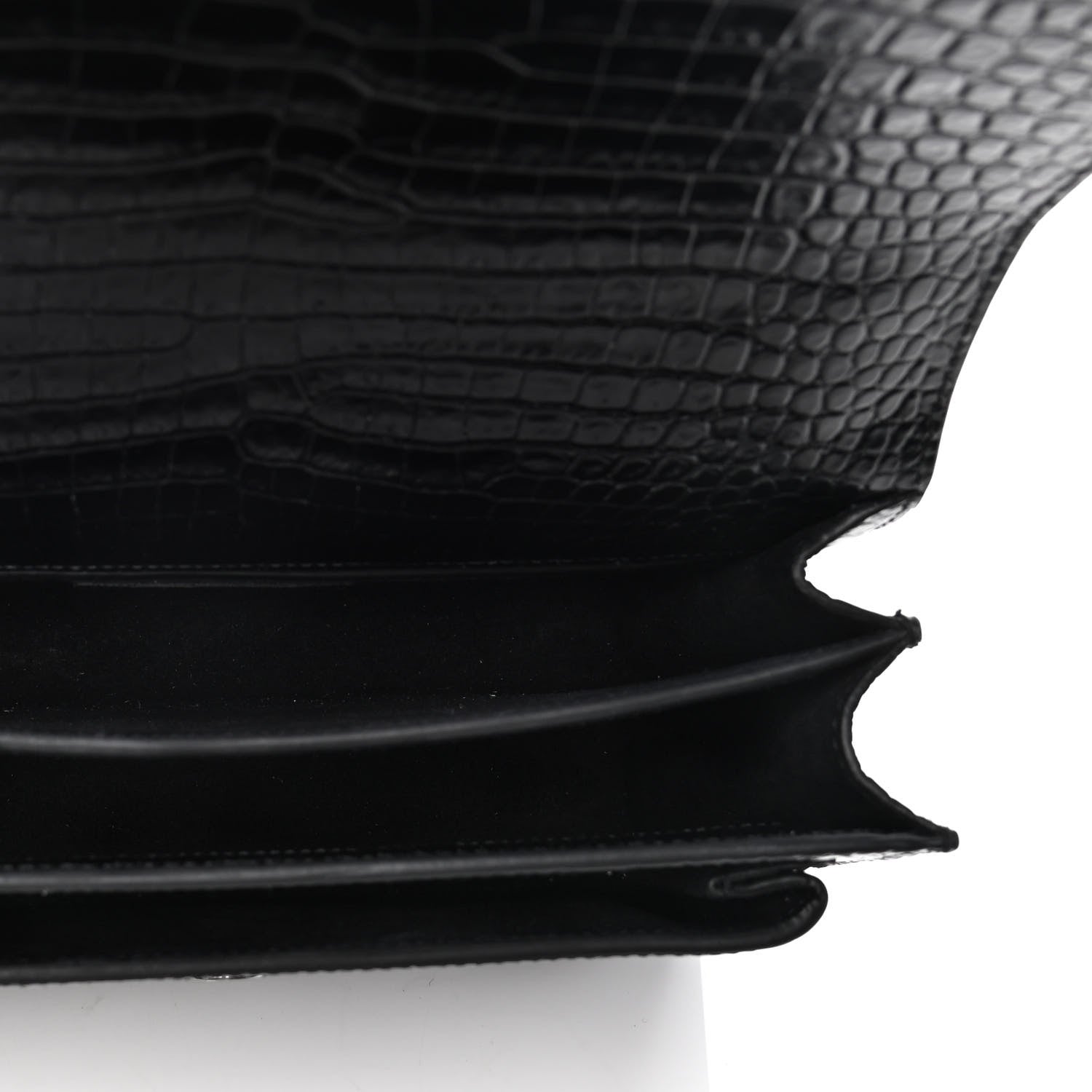Saint Laurent Calfskin Crocodile Embossed Medium Monochrome Monogram Sunset Black 4 of 4