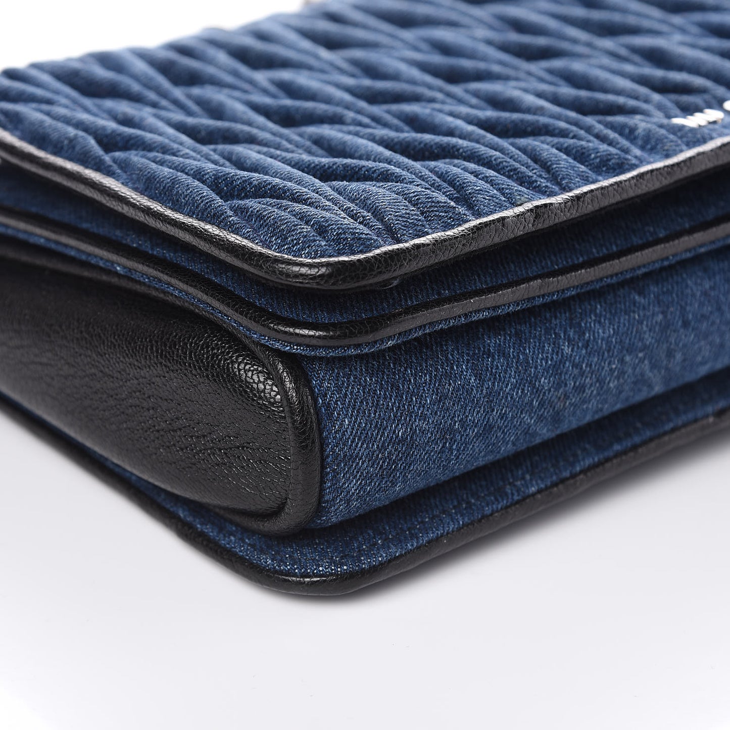 Denim Matelasse Shoulder Bag Blue
