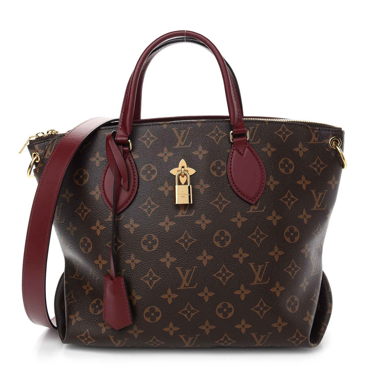 Monogram Flower Zipped Tote MM Bordeaux