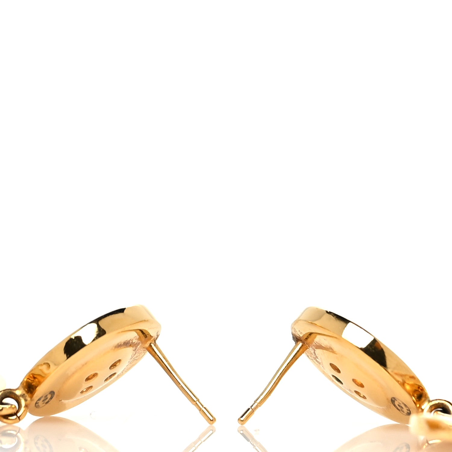 Chanel Metal Large Paris Button Earrings Gold 3 of 5