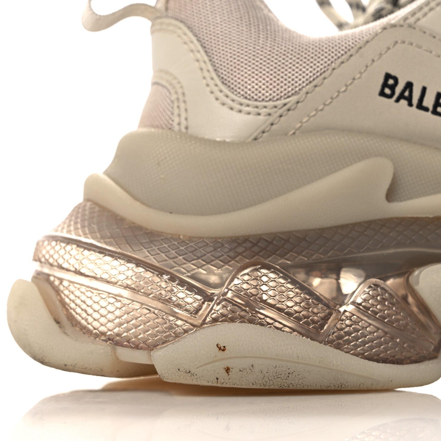 Balenciaga Fabric Mesh Clear Sole Womens Triple S Sneakers 38 Beige 8 of 11