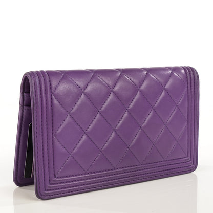 Chanel Lambskin Quilted Boy Yen Wallet Purple 4 of 10